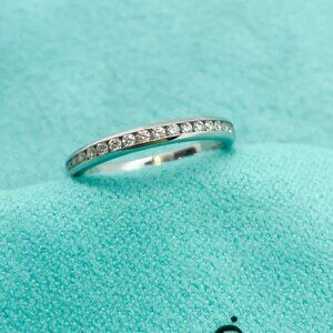 Tiffany & Co Platinum Diamond Channel 2mm Half Circle Wedding Band Size 4.75